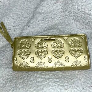 ANTE PRIMA GOLD DAMASK EMBELLISHED LONG WALLET W/Zip & lots if card slots